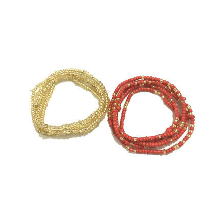 Double Chain Bikini Waist Chain Set - Handmade Rice Bead Body Jewelry