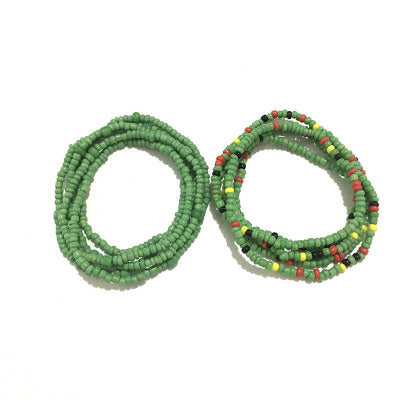 Double Chain Bikini Waist Chain Set - Handmade Rice Bead Body Jewelry