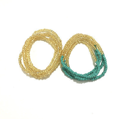 Double Chain Bikini Waist Chain Set - Handmade Rice Bead Body Jewelry