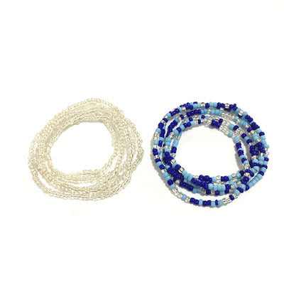 Double Chain Bikini Waist Chain Set - Handmade Rice Bead Body Jewelry
