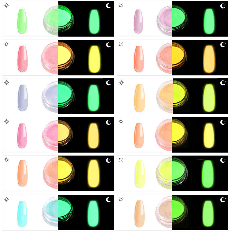 Luminous Nail Art Powder - 12 Color Set