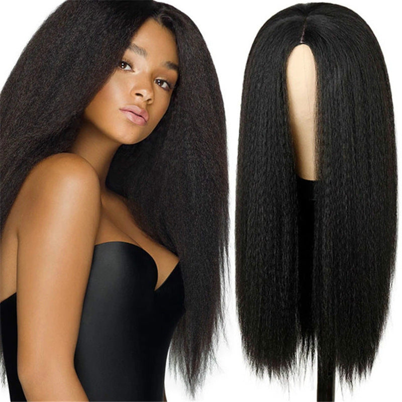 Long Curly Synthetic Wig - Black Korean Style