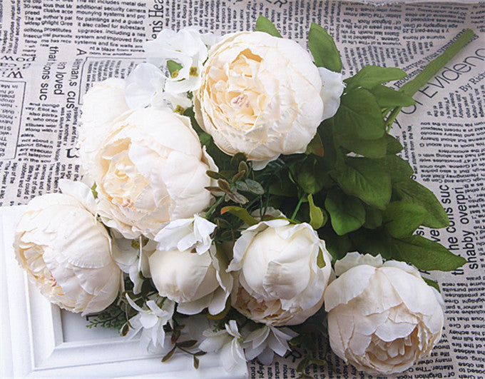 Artificial Peony Flowers Set - Decorative Silk Flowers for Home & Garden