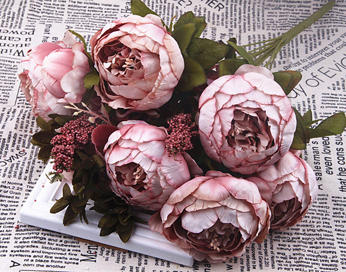 Artificial Peony Flowers Set - Decorative Silk Flowers for Home & Garden
