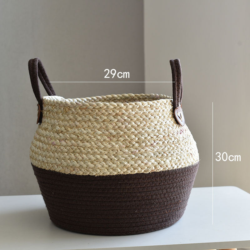 Handmade Seaweed & Straw Basket Plant Pot Container Home Decor