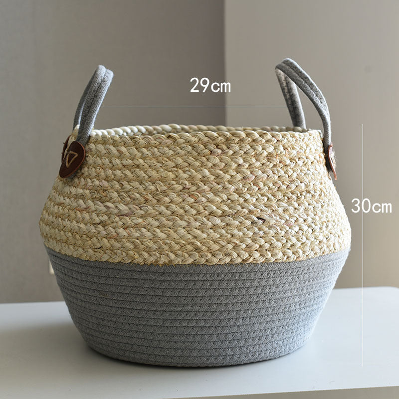 Handmade Seaweed & Straw Basket Plant Pot Container Home Decor