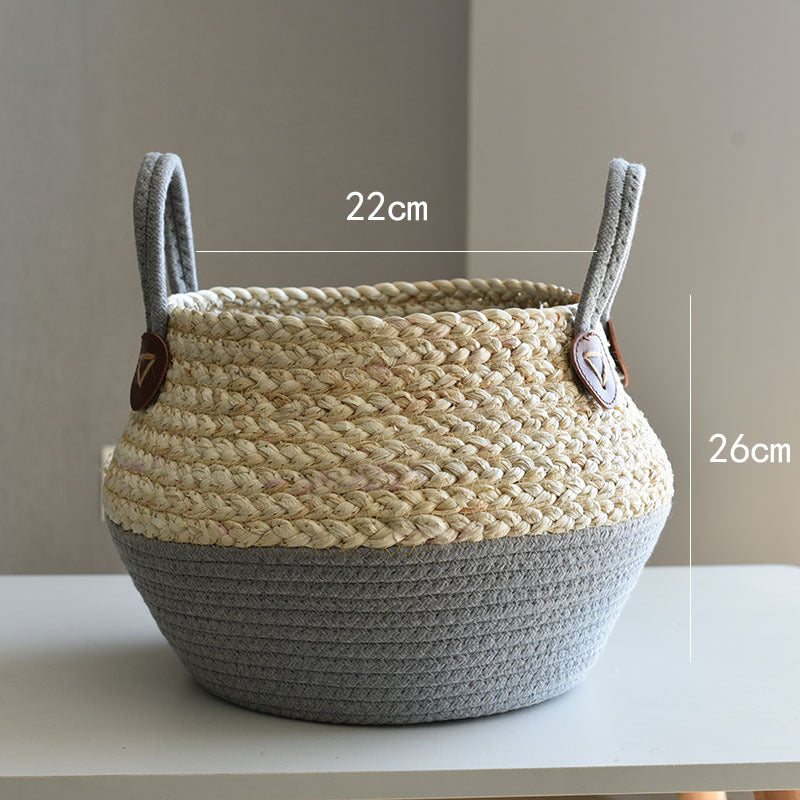 Handmade Seaweed & Straw Basket Plant Pot Container Home Decor