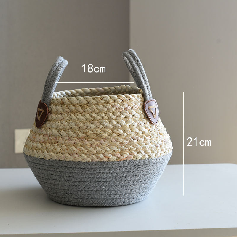 Handmade Seaweed & Straw Basket Plant Pot Container Home Decor