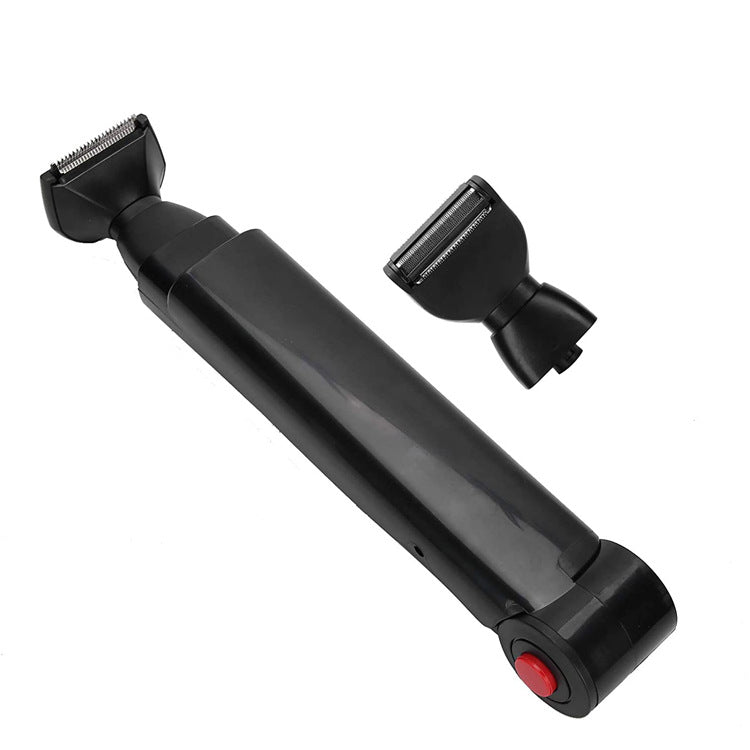 Electric Back Hair Shaver Trimmer - Foldable Handle, USB - Black