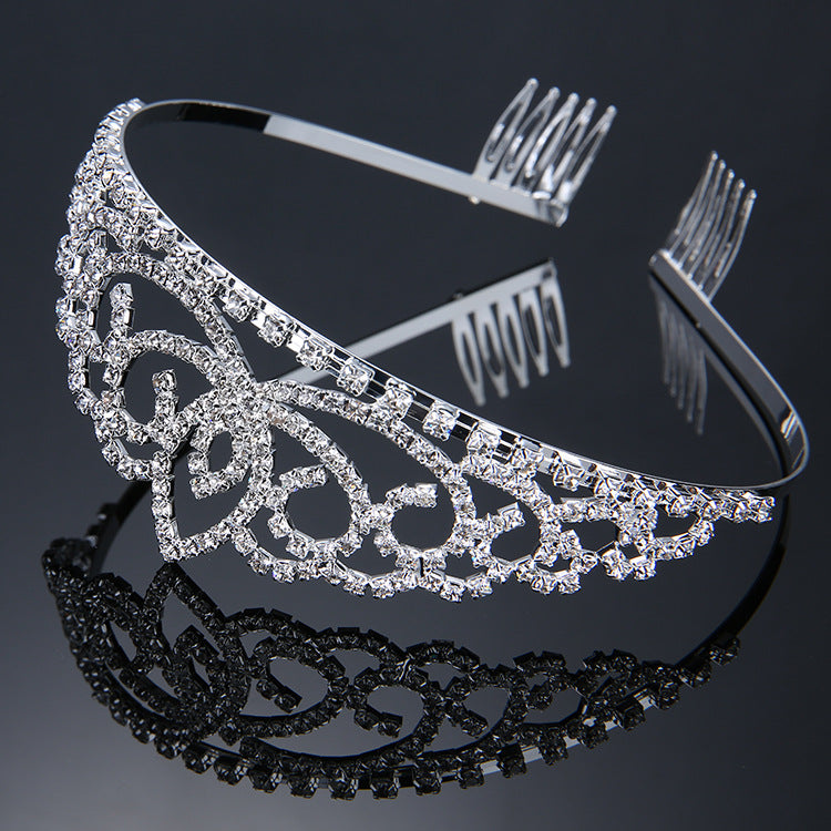 Silver Crystal Tiara Crown Hair Jewelry Wedding Bridal Headband Gift