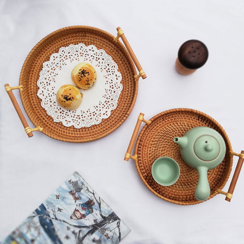 Woven Fruit & Snack Storage Basket Rattan Kitchen Organizer