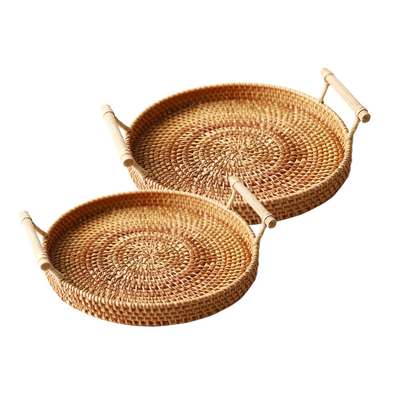 Woven Fruit & Snack Storage Basket Rattan Kitchen Organizer