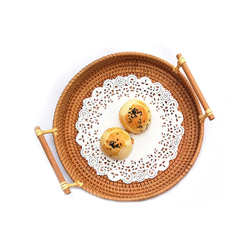 Woven Fruit & Snack Storage Basket Rattan Kitchen Organizer
