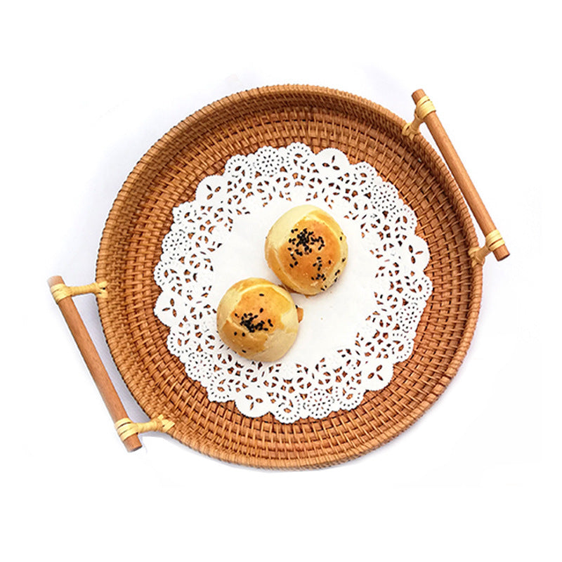 Woven Fruit & Snack Storage Basket Rattan Kitchen Organizer