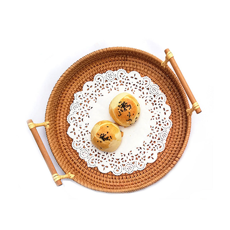 Woven Fruit & Snack Storage Basket Rattan Kitchen Organizer
