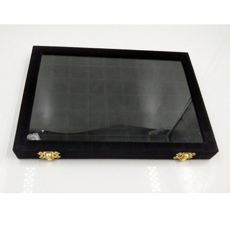 Flannel Jewelry Box with Glass Lid - Multiple Colors