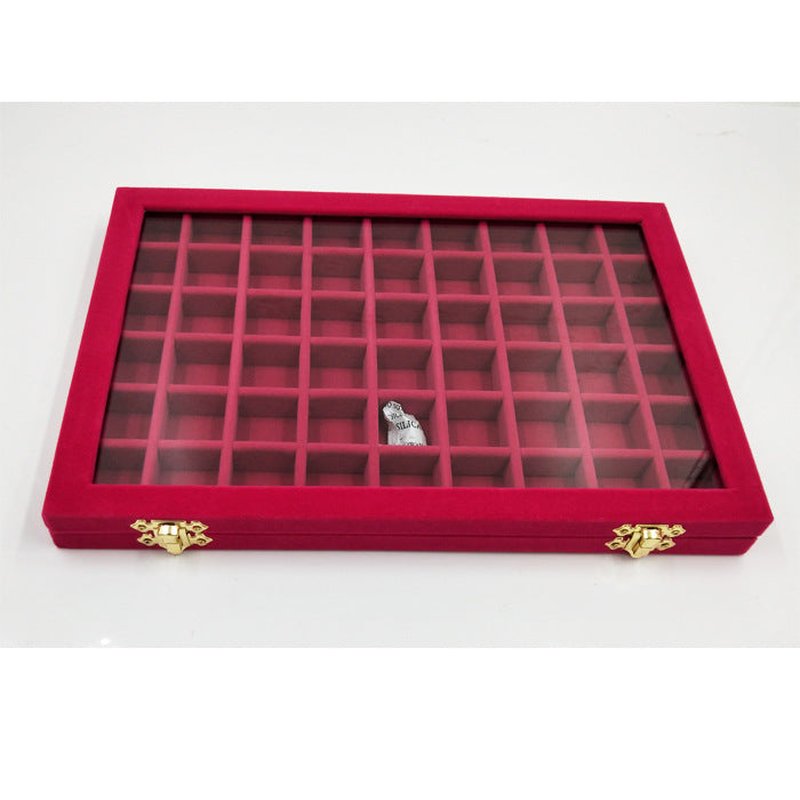 Flannel Jewelry Box with Glass Lid - Multiple Colors