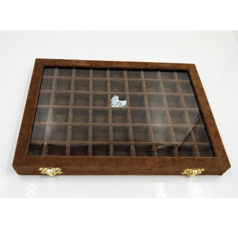 Flannel Jewelry Box with Glass Lid - Multiple Colors