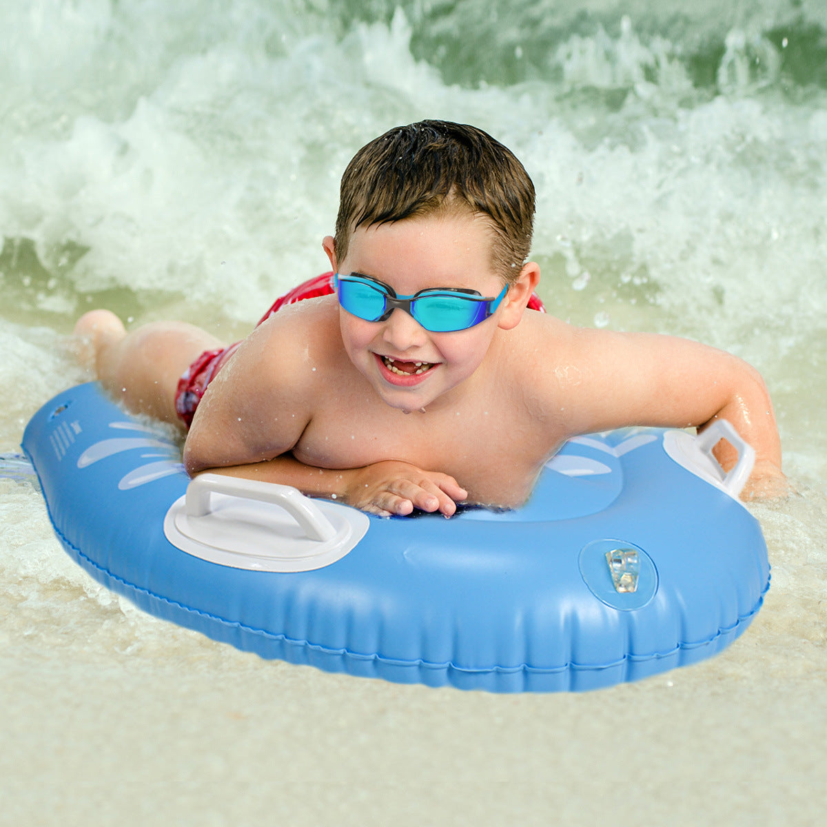 Inflatable Kids Surfboard Shark Kickboard - Portable Swimming Float