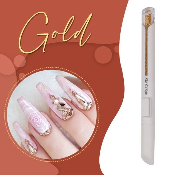 Nail Art Ball Point Drill Pen - Silver Gold Nail Dotting Tool Set