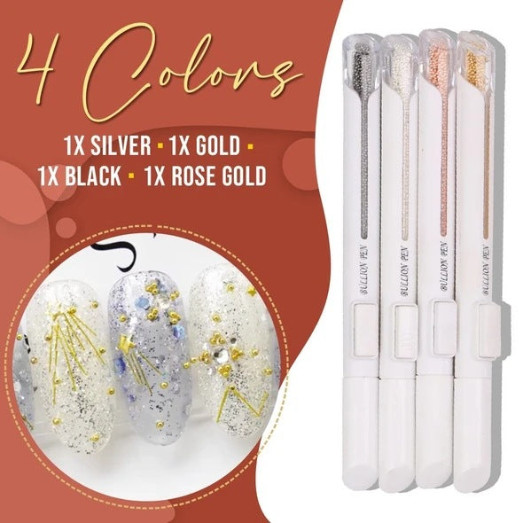 Nail Art Ball Point Drill Pen - Silver Gold Nail Dotting Tool Set