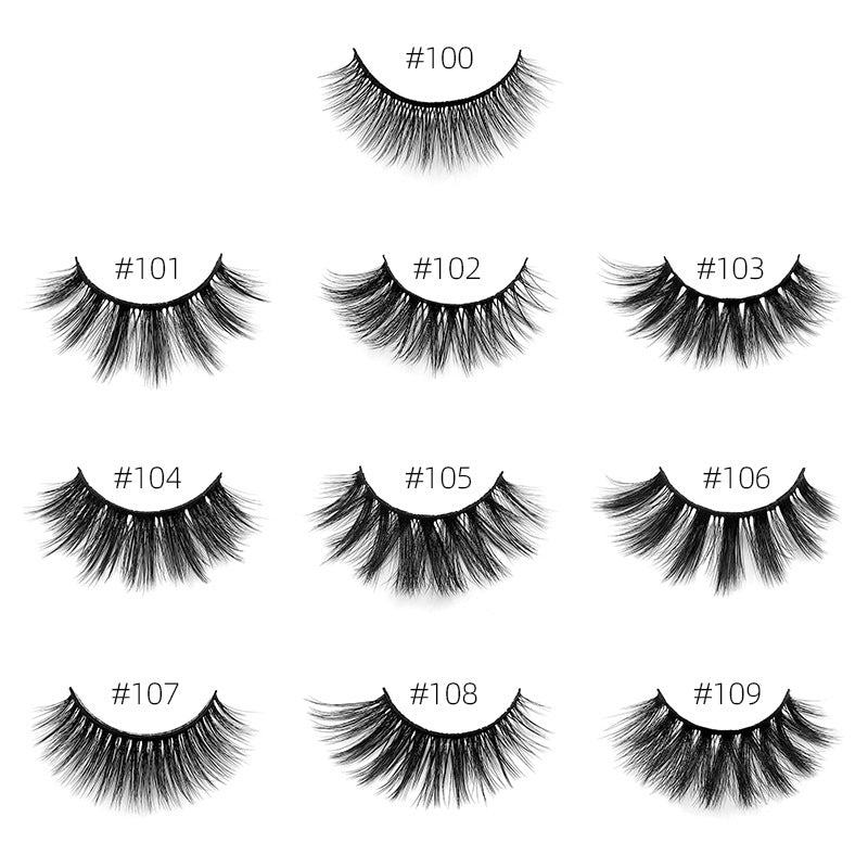 Natural 3D False Eyelashes Set with Brush - Imitation Mink Elongated Style