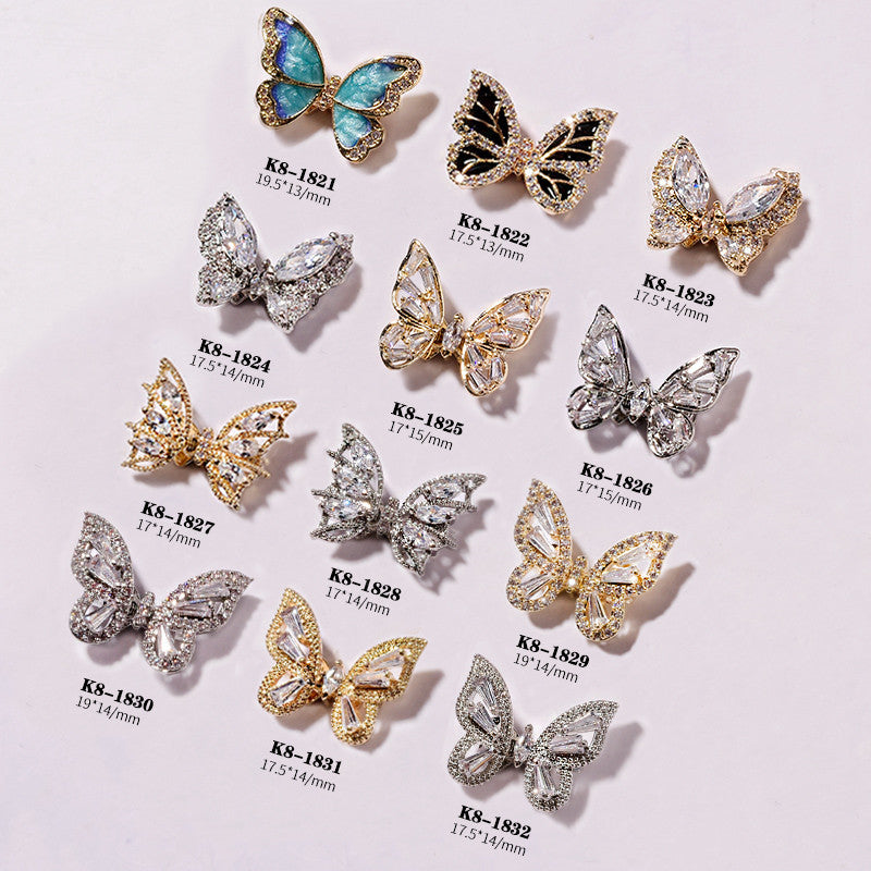 Moving Smart Butterfly Nail Art Jewelry Set - Zircon Nail Decorations