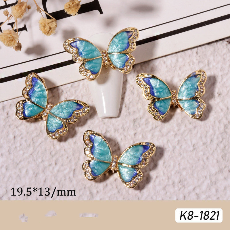Moving Smart Butterfly Nail Art Jewelry Set - Zircon Nail Decorations