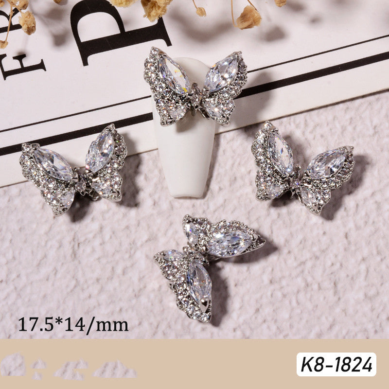 Moving Smart Butterfly Nail Art Jewelry Set - Zircon Nail Decorations