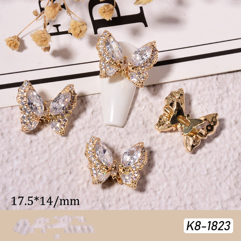 Moving Smart Butterfly Nail Art Jewelry Set - Zircon Nail Decorations