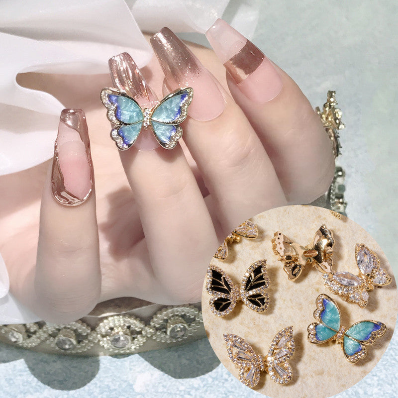 Moving Smart Butterfly Nail Art Jewelry Set - Zircon Nail Decorations