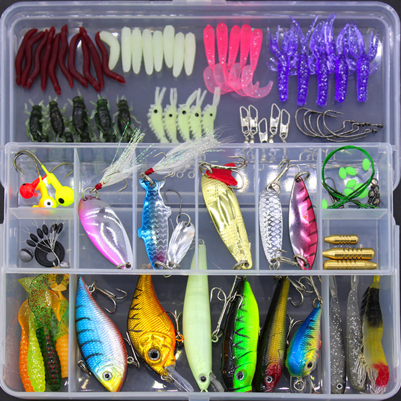 Soft Plastic Fishing Lures Set - 100 Pieces with Sequins