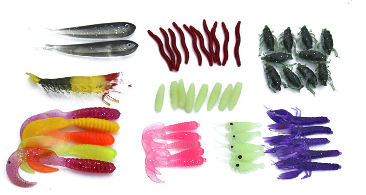 Soft Plastic Fishing Lures Set - 100 Pieces with Sequins