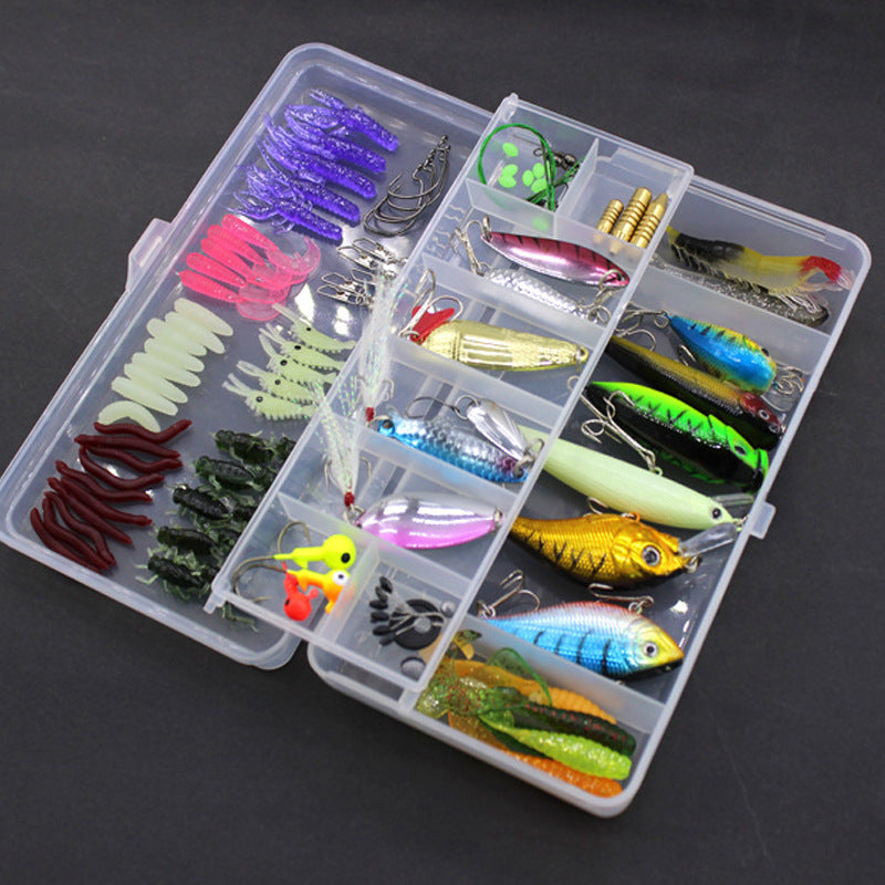 Soft Plastic Fishing Lures Set - 100 Pieces with Sequins