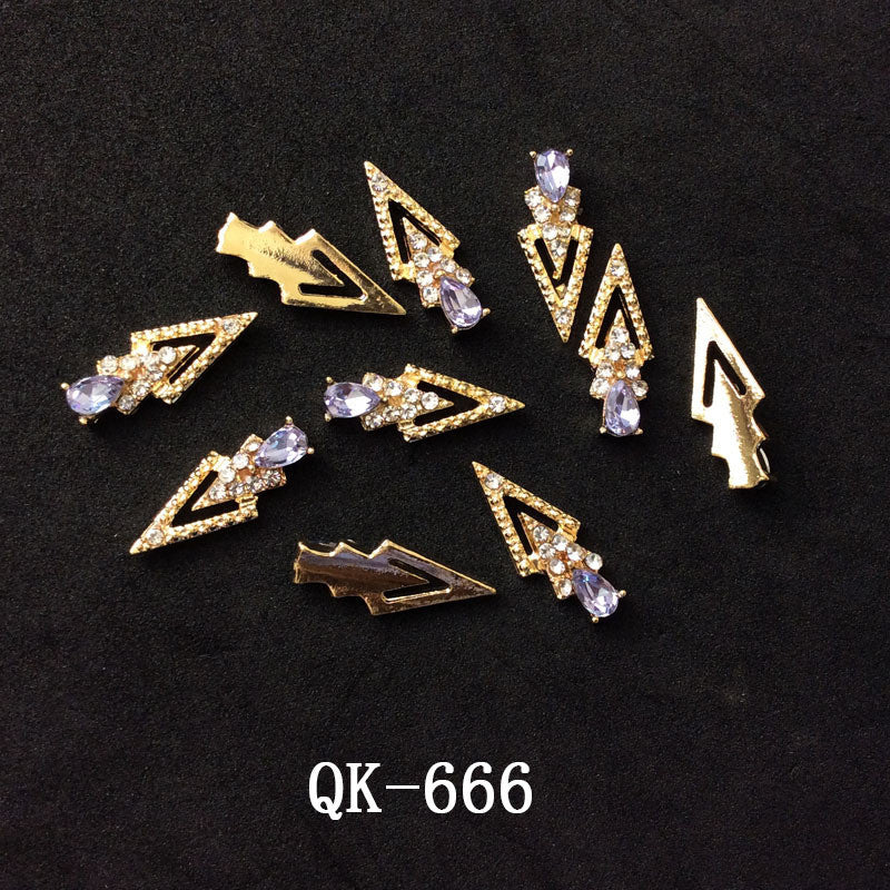 Colorful Butterfly Nail Art Stickers with Water Drop Pearl Triangles - Metal Design
