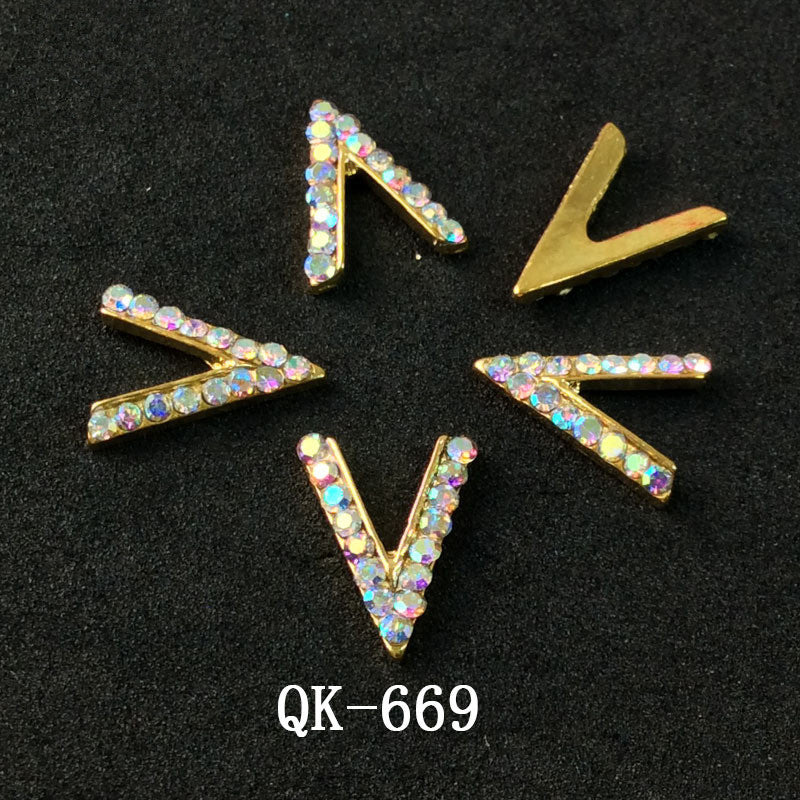 Colorful Butterfly Nail Art Stickers with Water Drop Pearl Triangles - Metal Design