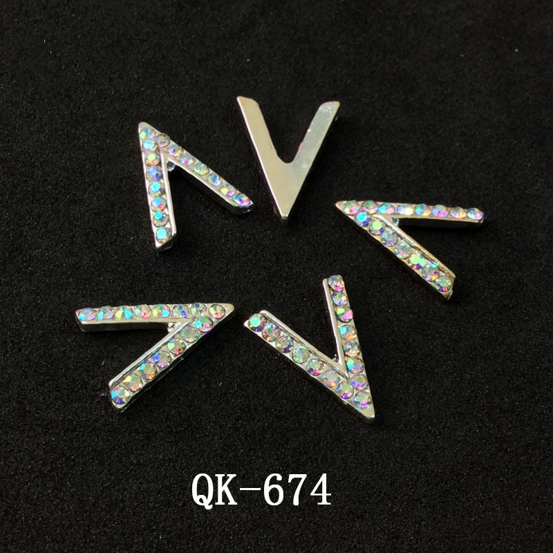 Colorful Butterfly Nail Art Stickers with Water Drop Pearl Triangles - Metal Design