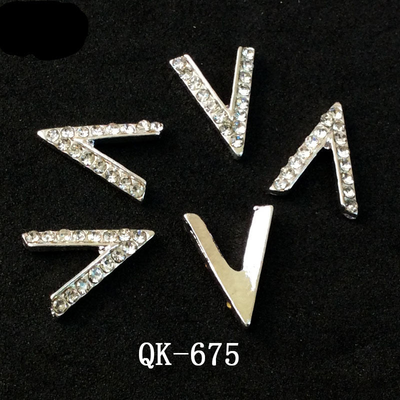 Colorful Butterfly Nail Art Stickers with Water Drop Pearl Triangles - Metal Design