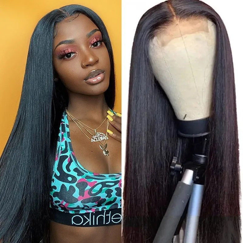 Natural Lace Front Wig Medium Long Straight Hair - Black, Brown, Wine Red