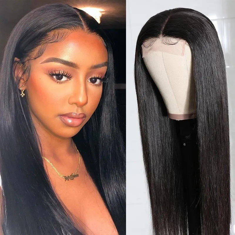 Natural Lace Front Wig Medium Long Straight Hair - Black, Brown, Wine Red
