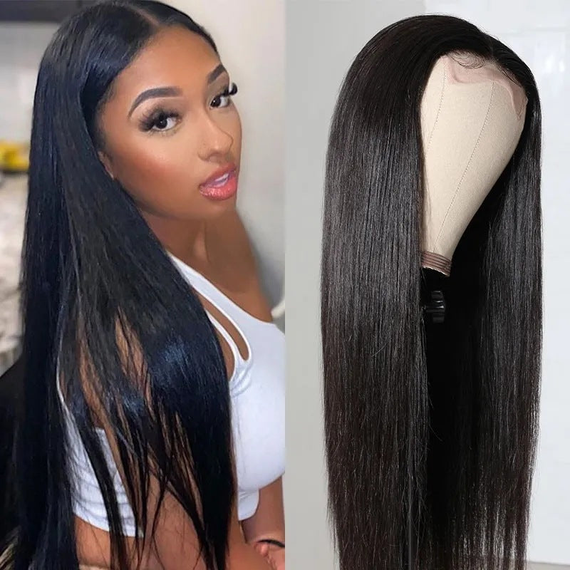 Natural Lace Front Wig Medium Long Straight Hair - Black, Brown, Wine Red