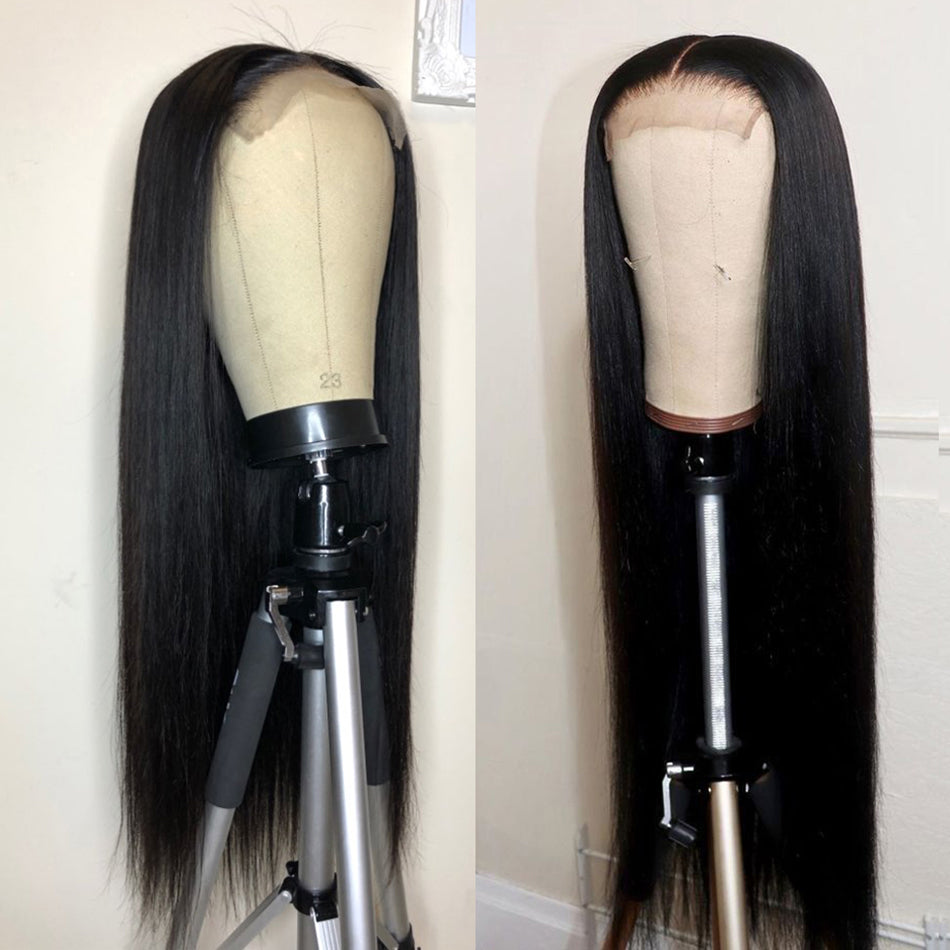 Natural Lace Front Wig Medium Long Straight Hair - Black, Brown, Wine Red