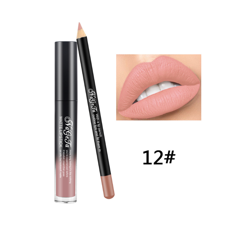 Waterproof Moisturizing Liquid Lipstick - 12 Colors, Long-Lasting Matte Lip Gloss & Lip Liner Set