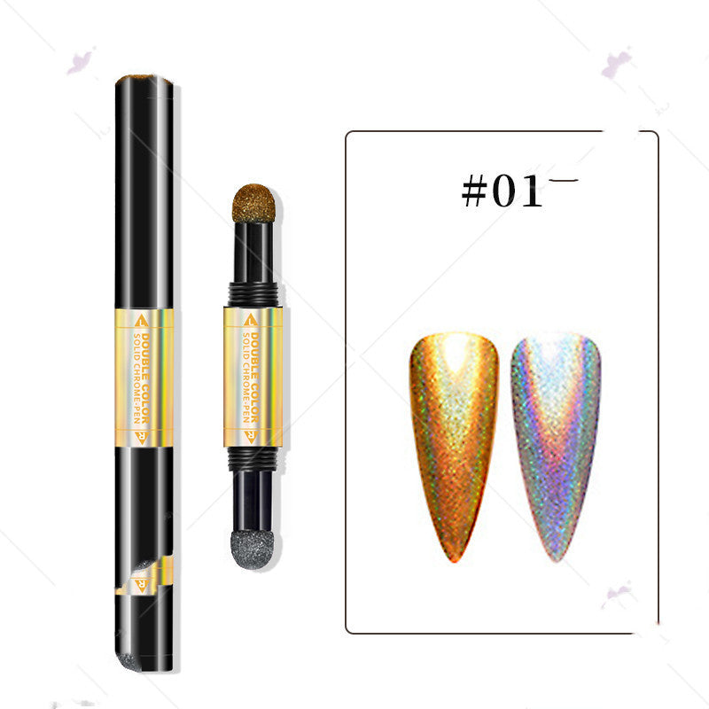 Mirror Powder Cushion Pen - Aurora Fairy Powder for Nail Art & Makeup