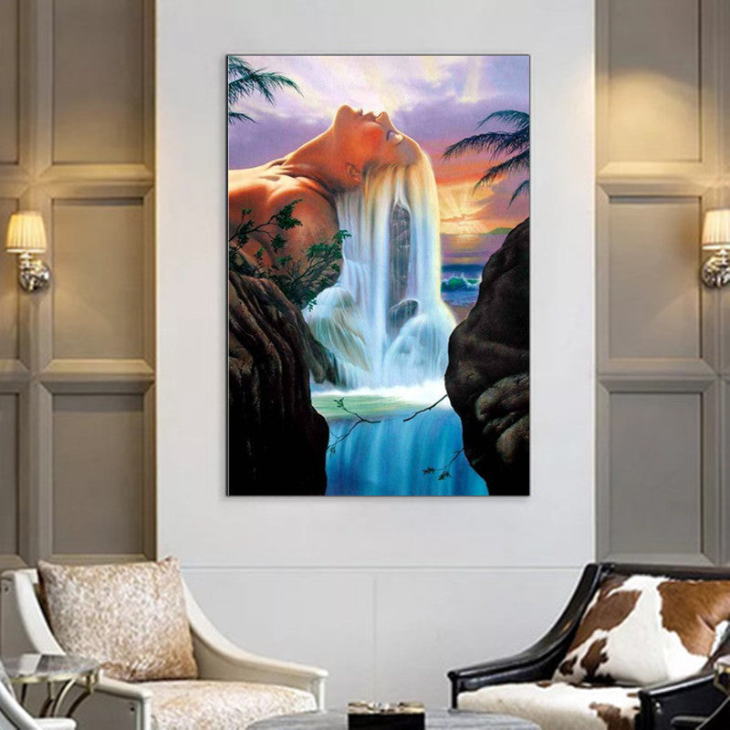 30x40cm Diamond Painting Waterfall Landscape Art Kit - Cross Stitch Home Decor