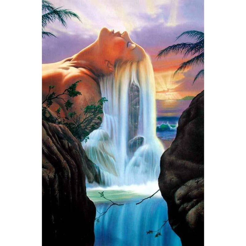 30x40cm Diamond Painting Waterfall Landscape Art Kit - Cross Stitch Home Decor