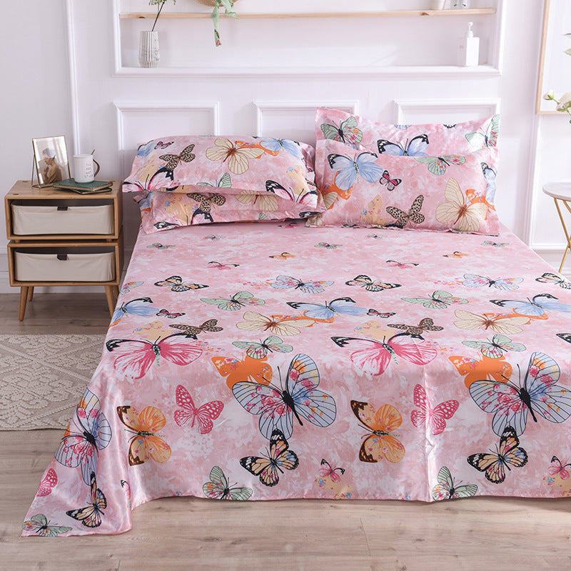 Ice Silk Bed Sheet Set for Single Bed - Summer Home Textile Kit