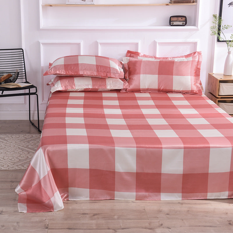 Ice Silk Bed Sheet Set for Single Bed - Summer Home Textile Kit