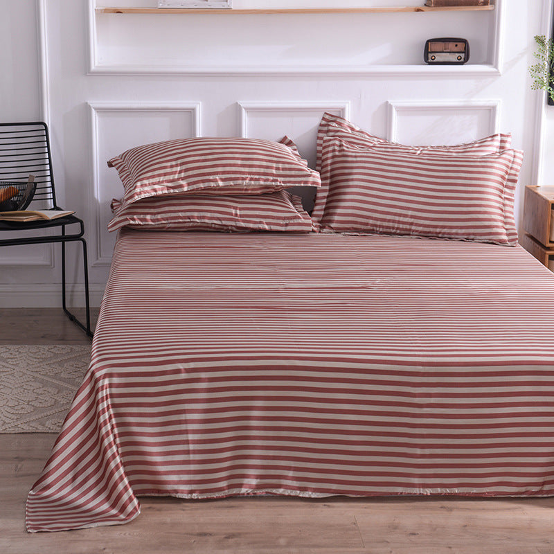 Ice Silk Bed Sheet Set for Single Bed - Summer Home Textile Kit