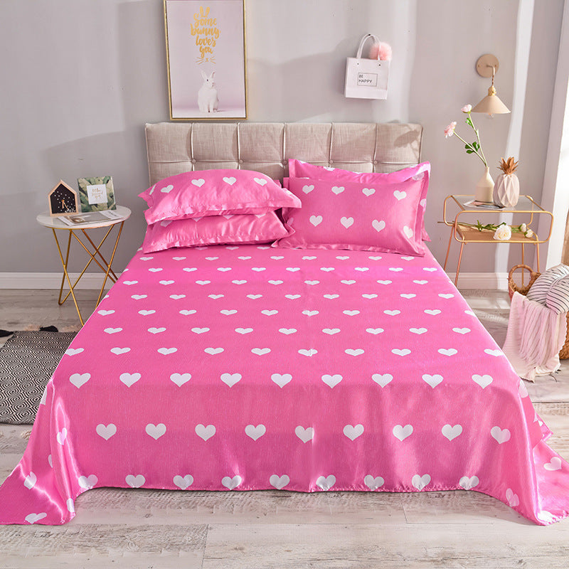 Ice Silk Bed Sheet Set for Single Bed - Summer Home Textile Kit